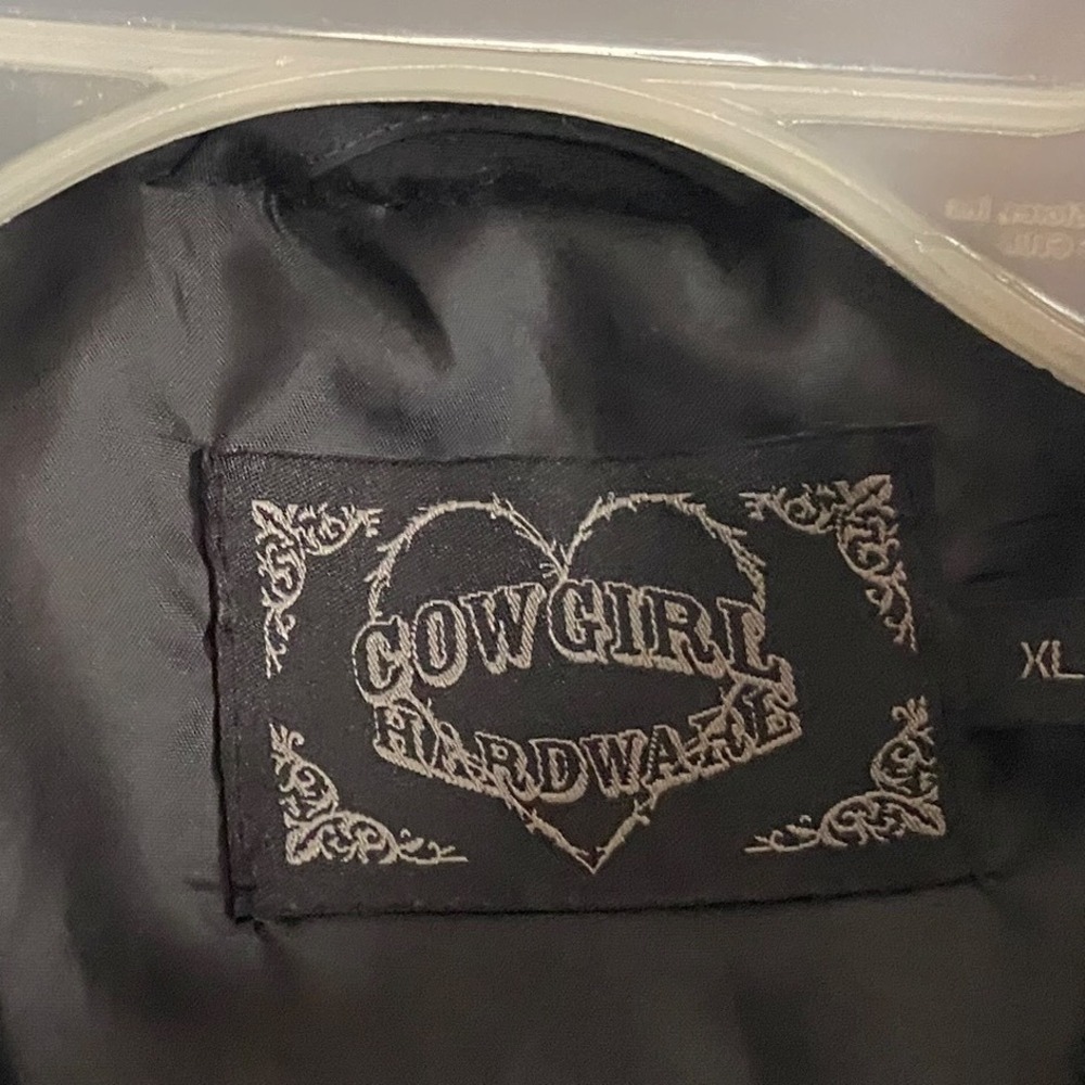 Cowgirl Hardware Womens XL Black Puffer Vest Rhinestone Cross Wings Western Zip - Picture 4 of 8